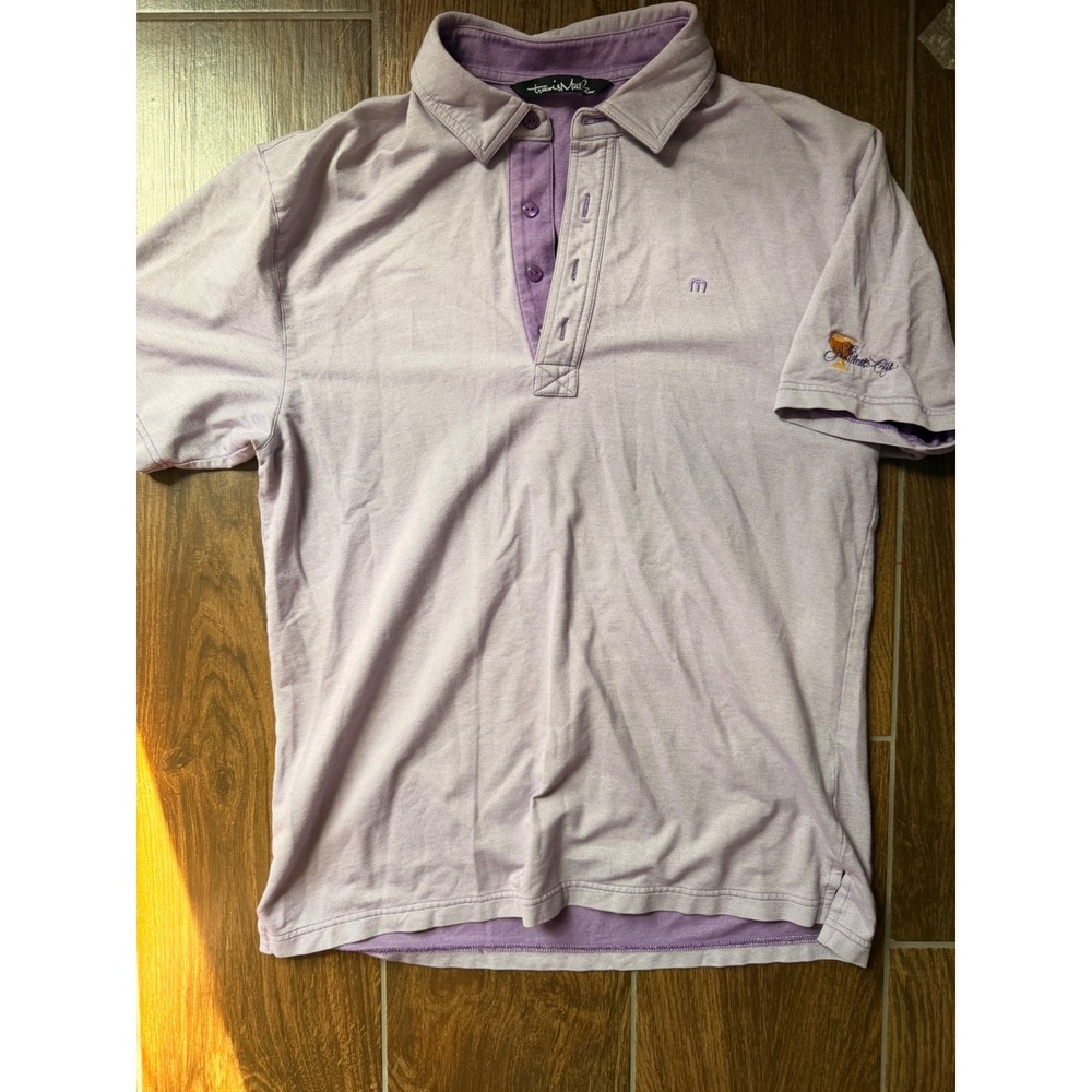 TravisMathew Mens Presidents Cup Golf Polo Shirt Purple Short Sleeve Size M